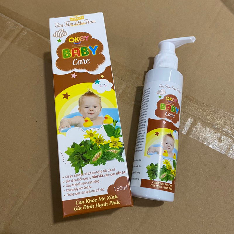 Chai 150ml Sữa tắm cho bé từ sơ sinh Sữa tắm dầu tràm thảo dược Baby Care bảo vệ bé không bị rôm sảy hăm dai