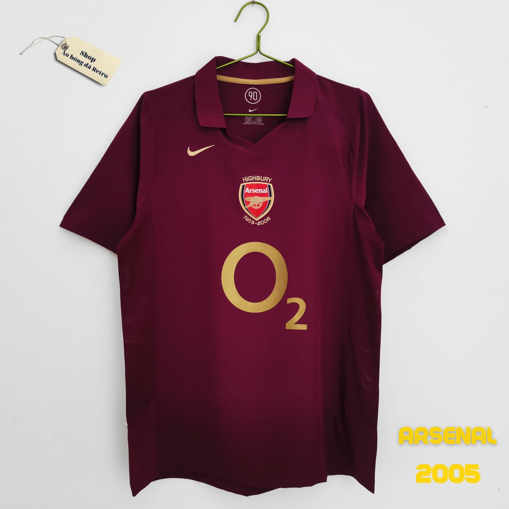 Áo bóng đá retro arsenal 2005 vải Cotton Polyester thời trang blockcore