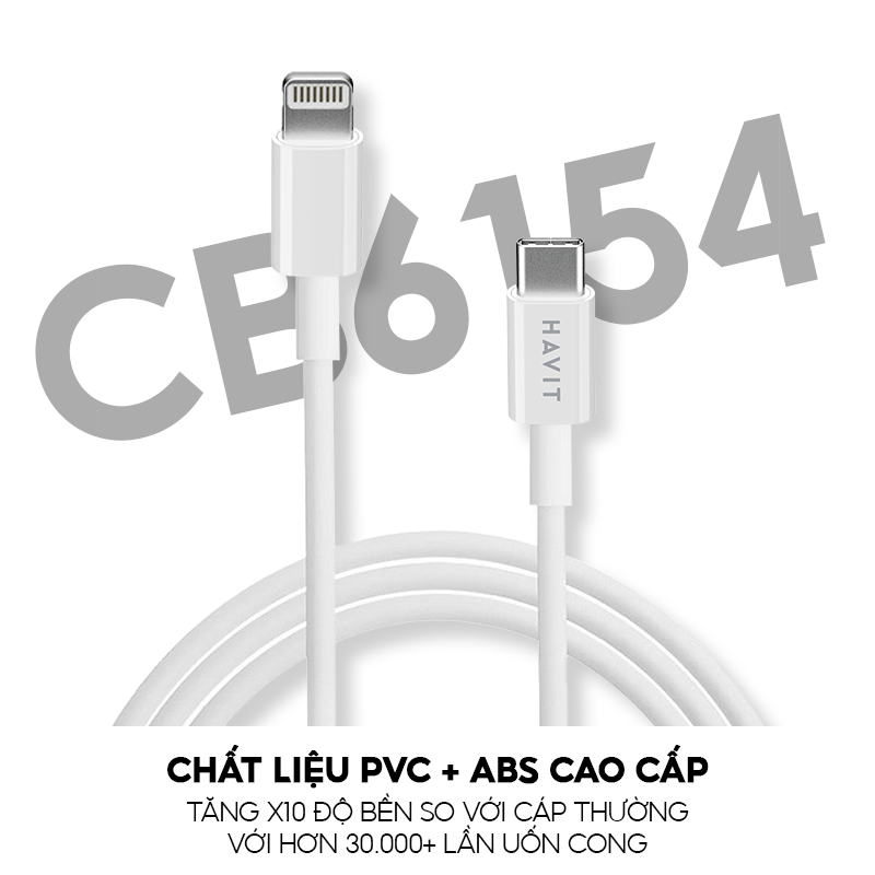 Combo Sạc Nhanh 20W HAVIT, Cốc Sạc Nhanh UC160 + Cáp C-L CB6154 - Hàng Chính Hãng