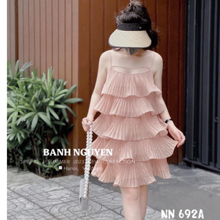 Váy đi biển hai dây xếp ly 5 tầng bánh bèo gợi cảm kiểu hàn tiểu thư deliz ChouChou