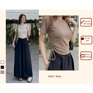 Áo thun zip croptop SALY có dây rút eo cá tính Aozipeuteo655_P7K8