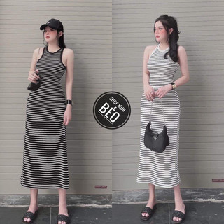váy maxi kẻ co giãn 4 chiều