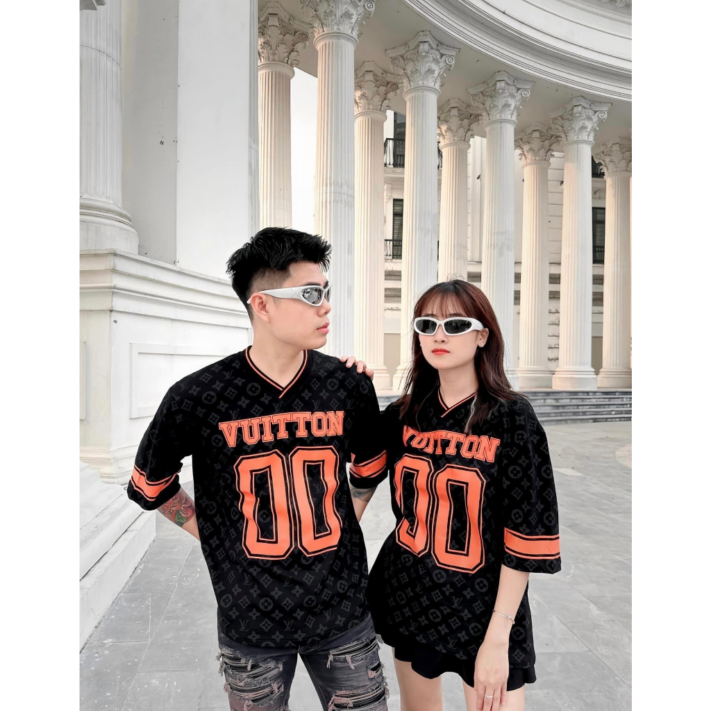 ÁO THUN LOUIS VUITON SPORTY 00 , ÁO THUN LV ĐEN CAM NAM NỮ UNISEX