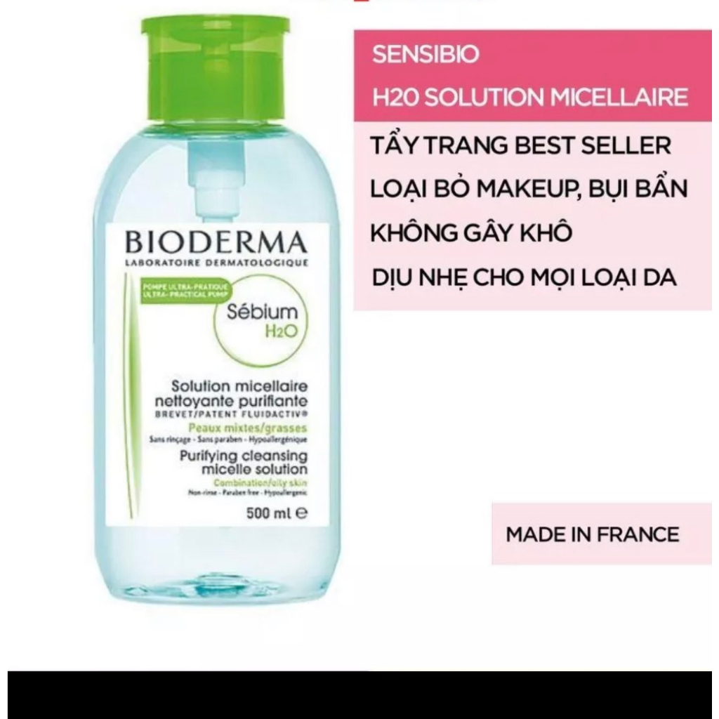 Nước Tẩy trang BIODERMA Pháp Nắp Nhấn 500ml
