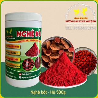 (Hủ 500g) Nghệ đỏ gà đá, Dạng bột, Kèm cọ quét. Nam Nguyễn