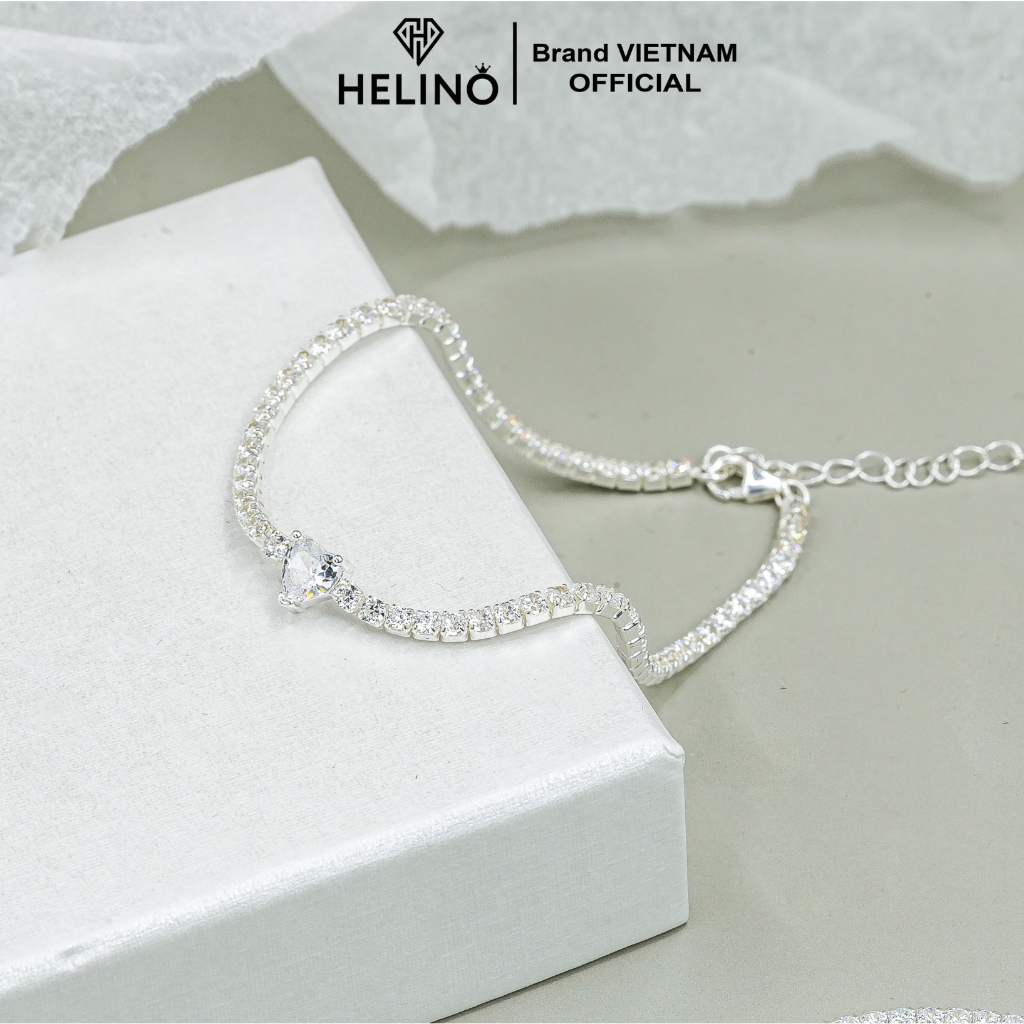 Lắc tay bạc nữ HELINO trái tim đính đá full dây cá tính trang sức nữ cao cấp V15