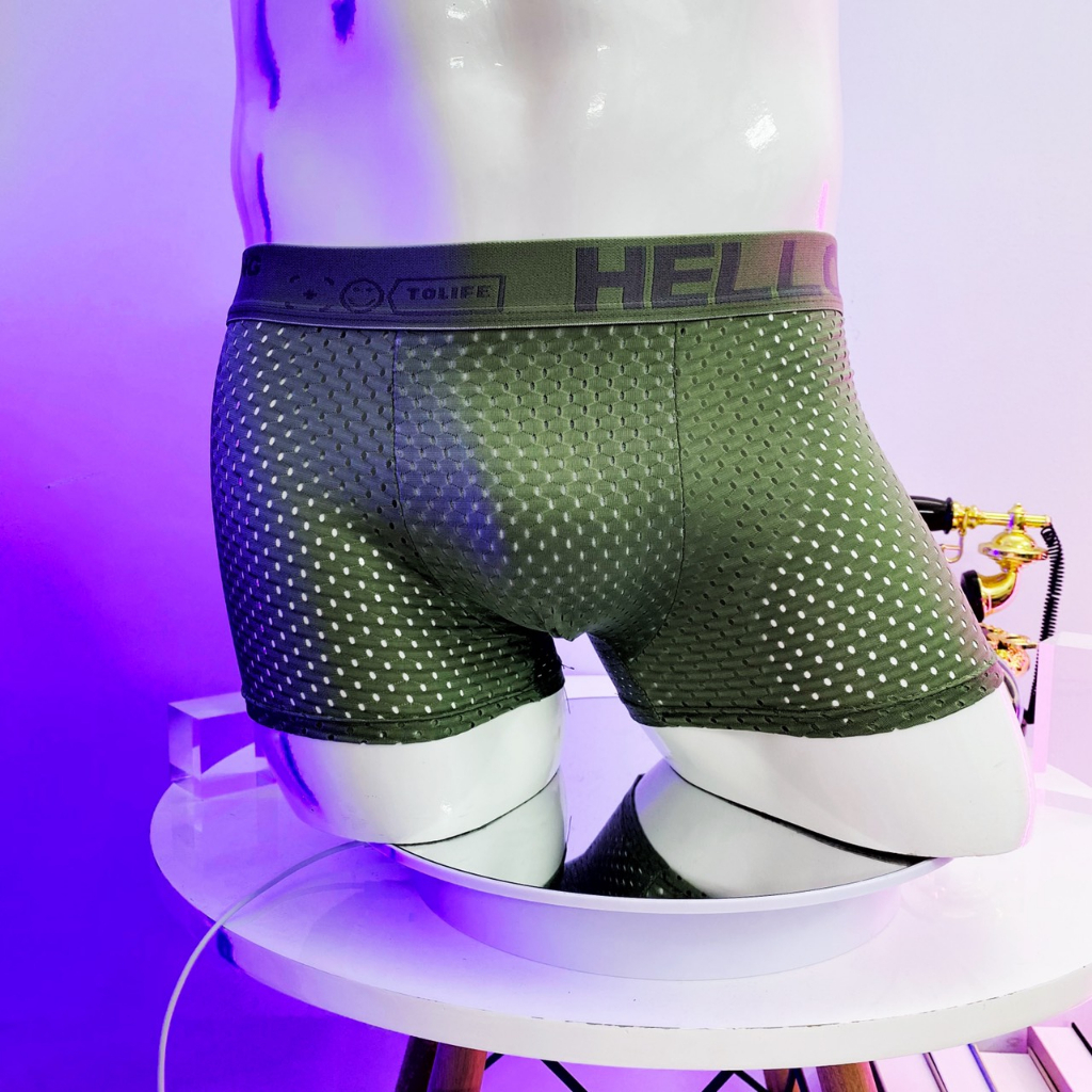 Hộp 4 quần lót nam boxer sịp đùi vải thun lạnh thông hơi quần xì nam thoáng khí lót kháng khuẩn HELLO - VUABOXER