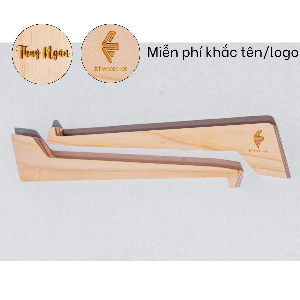 Kê tản nhiệt laptop bằng gỗ thông ST01 - khắc tên/logo theo yêu cầu
