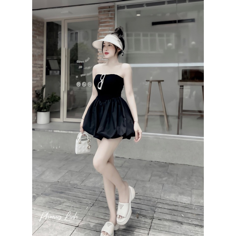 Đầm body quây cúp ngực chân xoè kèm quần cạp chun