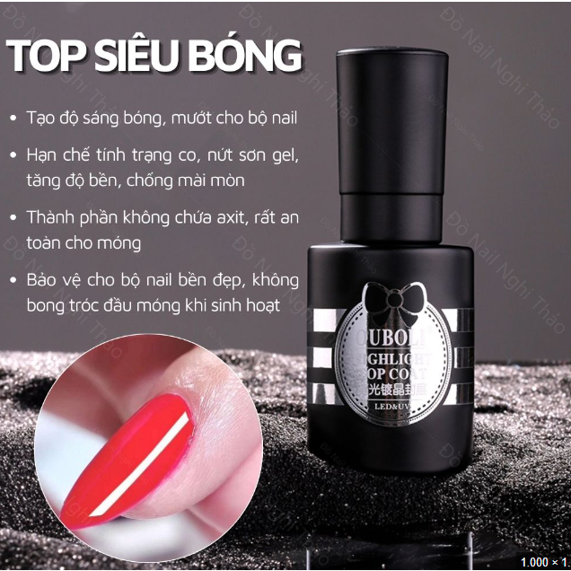 Base Top OUBOULI Chính Hãng Nail 381 - Base Liên Kết - Top Bóng - Dung Dịch Cứng Móng Hard Gel Chai 15ml
