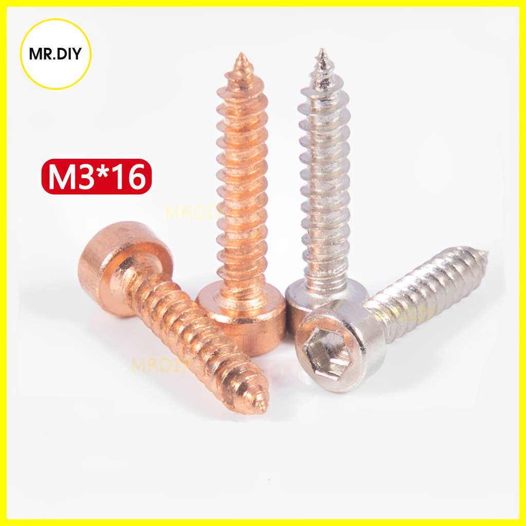 Vít đầu lục giác M3 x 16mm màu đồng, màu bạc thép không rỉ