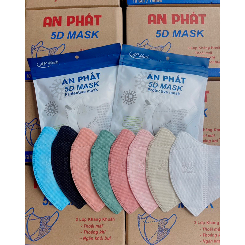 khẩu trang 5D An Phát thùng 200 chiếc (20 túi) chống bụi mịn và chống tia UV