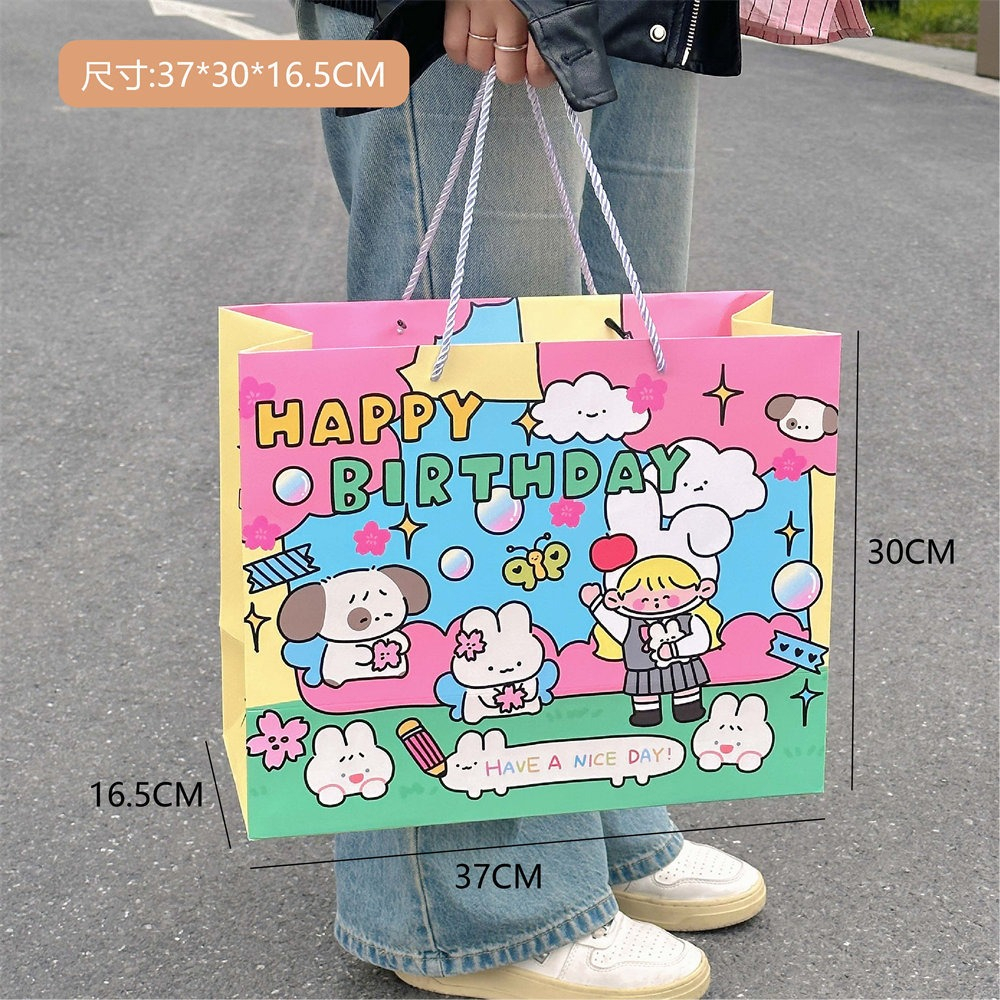 TÚI GIẤY HAPPY BIRTHDAY 2SIZE HÌNH DỄ THƯƠNG XINH XẮN LÀM QUÀ TẶNG SINH NHẬT
