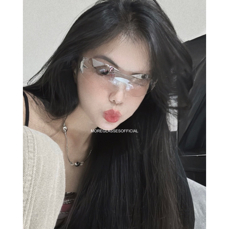 Kính mát có sẵn MOREGLASSES hoạ tiết ngôi sao phong cách thời trang nam nữ Y2K Punk 2023 chống UV 400 ảnh thật