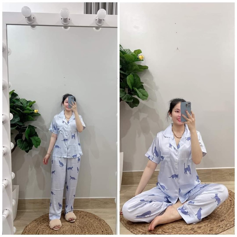 Bộ ngủ Khủng long xanh ngắn tay,thiệt kế viền lé lụa tơ.tằm của 2CE