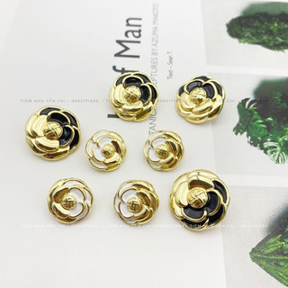 Khuy kim loại hoa 2 màu cỡ 2cm hy9906