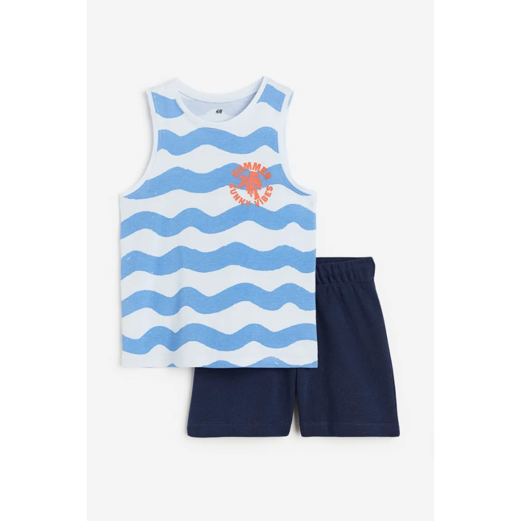 Set quần áo 3 lỗ kẻ xanh Sunny 1142325002 HM H&M_authentic US