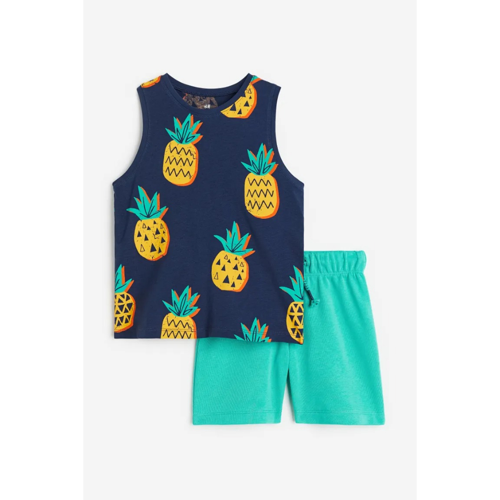 Set quần áo 3 lỗ kẻ xanh Sunny 1142325002 HM H&M_authentic US