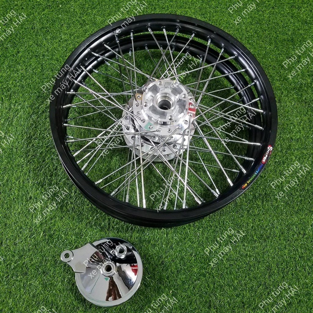 Bánh căm WAVE đùm mạ CROM căm mạ CROM niềng nhôm thái màu đen và bạc FULL má đùm sau như hình HTH1120 MSP 0164