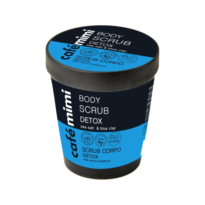 Tẩy da chết cơ thể Cafe Mimi Sea Salt And Blue Clay Detox Body Scrub cho da bóng mịn, căng mướt
