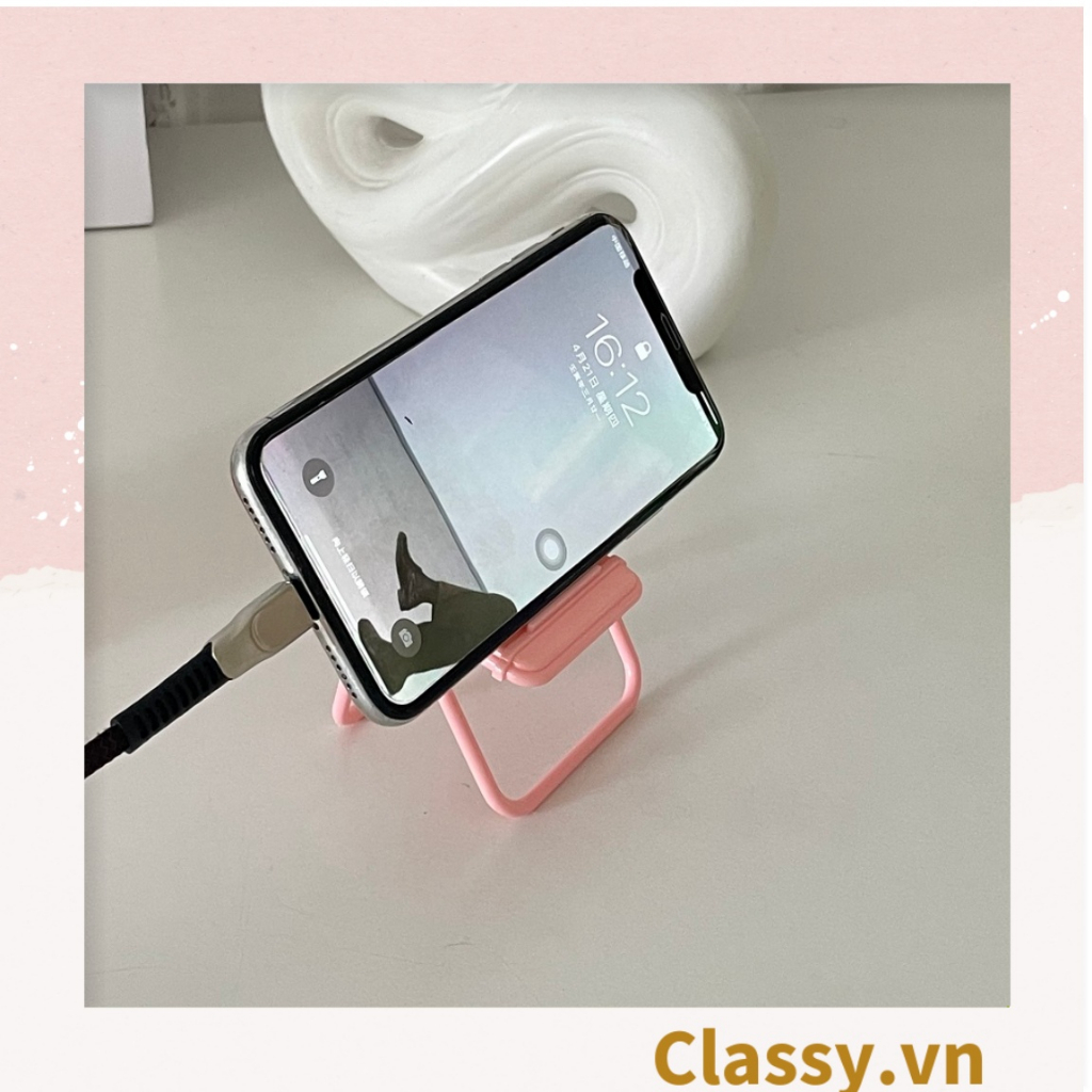 Giá đỡ điện thoại Classy hình chiếc ghế bằng nhựa chống trơn trượt, nhiều màu pastel PK1419