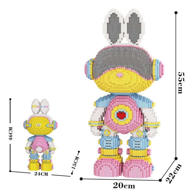 Mô hình lắp ráp thỏ momo 55cm hãng mpin bộ xếp hình to cỡ lớn