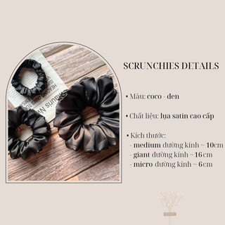Scrunchies LACIBEL lụa màu đen, cột tóc vải handmade