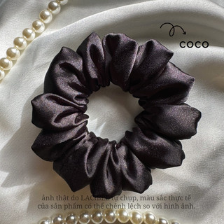 Scrunchies LACIBEL lụa màu đen, cột tóc vải handmade