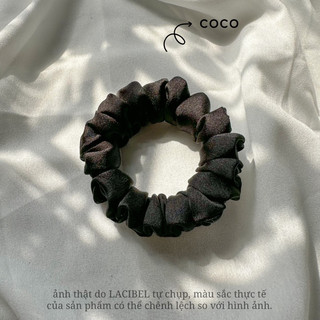 Scrunchies LACIBEL lụa màu đen, cột tóc vải handmade