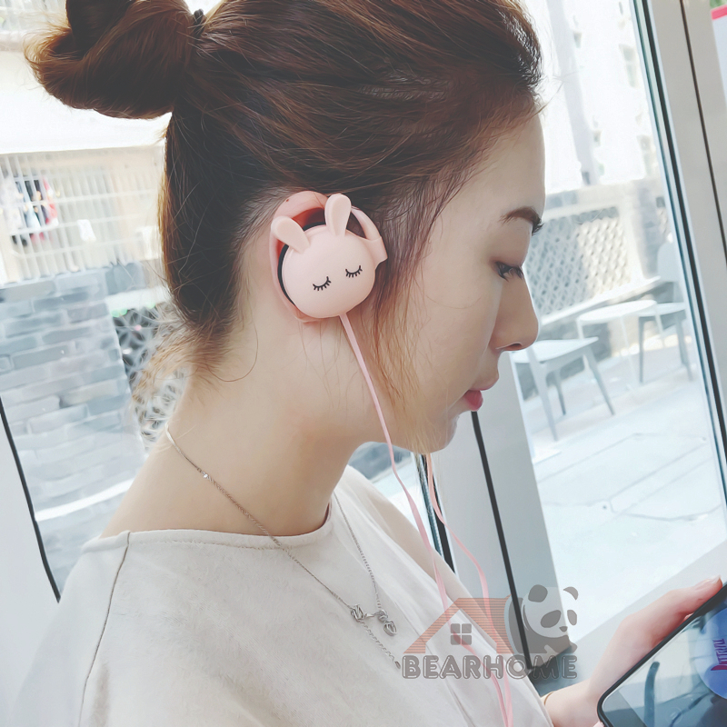 Tai nghe có dây tai nghe đeo vành tai thiết kế thỏ cute headphone có mic học online chơi game thoải mái không đau tai