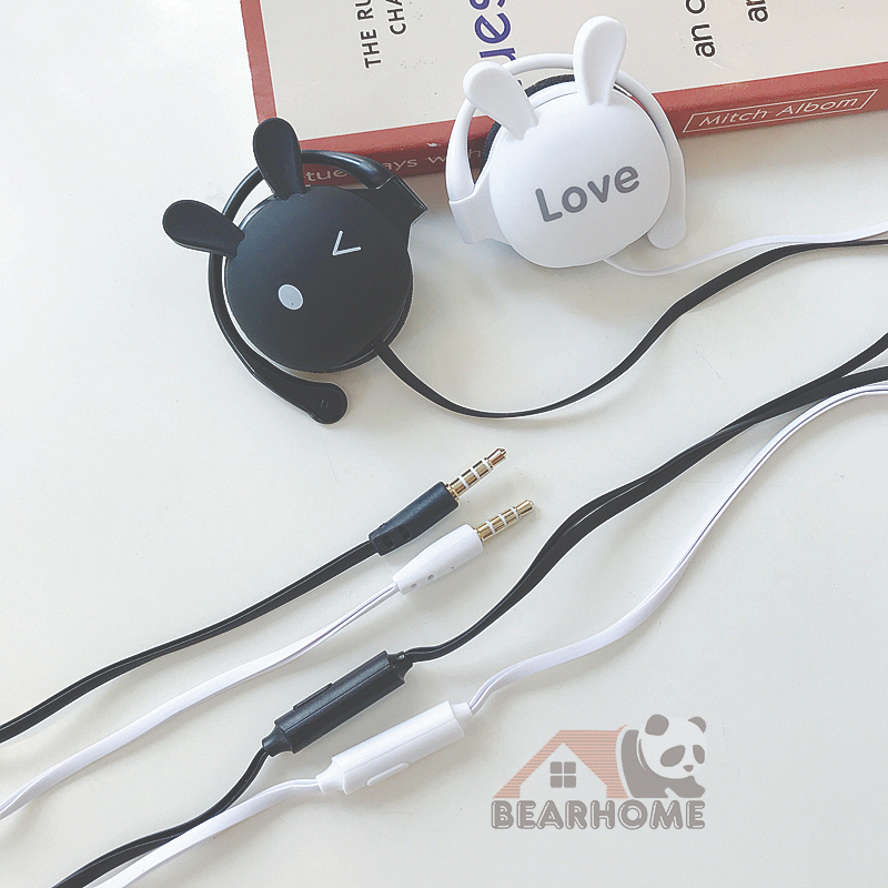 Tai nghe có dây tai nghe đeo vành tai thiết kế thỏ cute headphone có mic học online chơi game thoải mái không đau tai