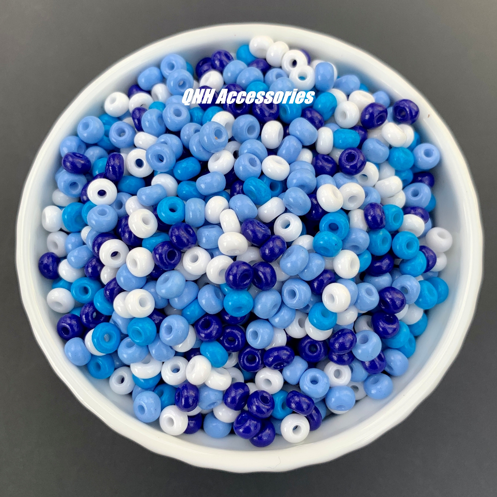 10g/50g Hạt cườm thủy tinh 4mm màu đục loại cao cấp dùng làm trang sức thủ công, vòng tay..DIY