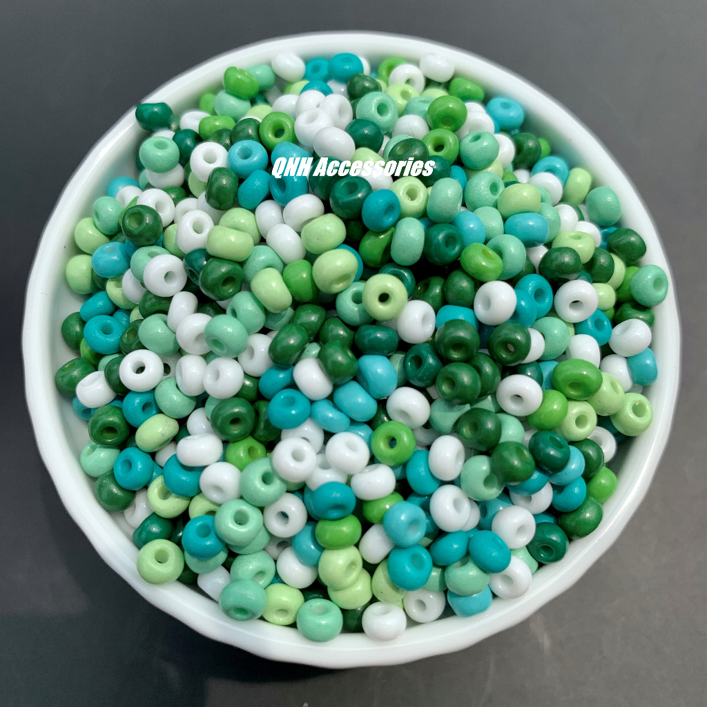 10g/50g Hạt cườm thủy tinh 4mm màu đục loại cao cấp dùng làm trang sức thủ công, vòng tay..DIY