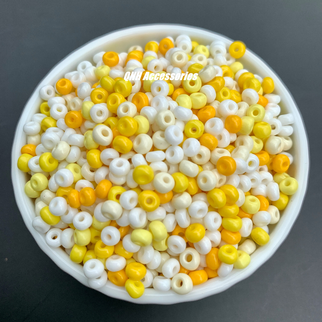 10g/50g Hạt cườm thủy tinh 4mm màu đục loại cao cấp dùng làm trang sức thủ công, vòng tay..DIY