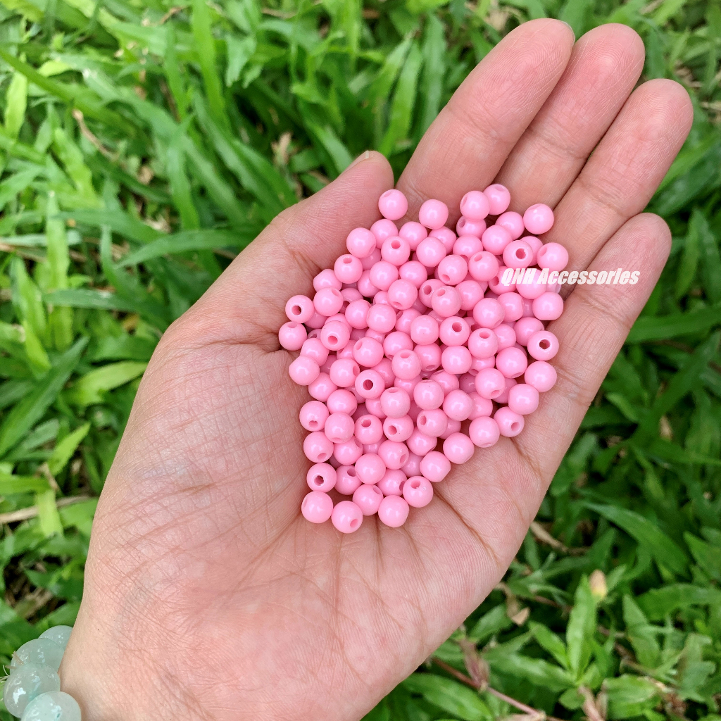 Túi 10g hạt nhựa tròn 4/6/8/10mm nhiều màu xỏ vòng tay, làm trang sức thủ công DIY