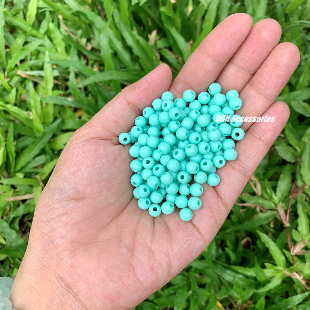 Túi 10g hạt nhựa tròn 4/6/8/10mm nhiều màu xỏ vòng tay, làm trang sức thủ công DIY