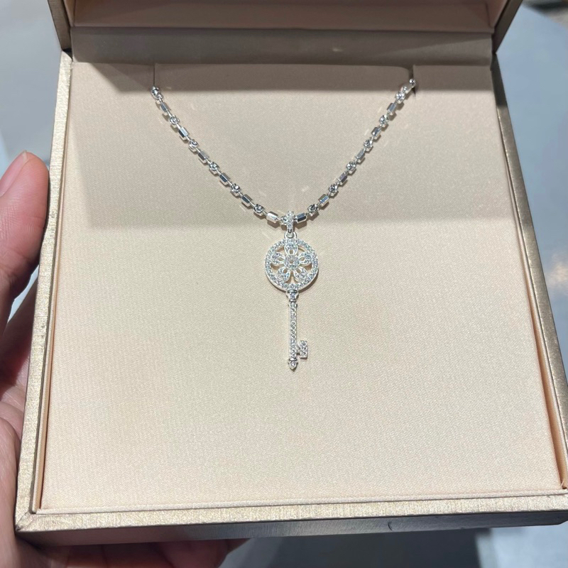 Dây chuyền bạc nữ mặt chìa khoá đính đá bản to sang chảnh - Trang Sức MINA JEWELRY