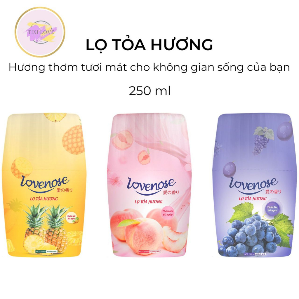Lọ tỏa hương lovenose dung tích 250ml hương thơm hoa quả tự nhiên tươi mát không gian sống thơm lâu 60 ngày