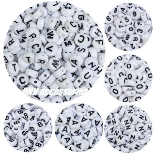  Gói 15g  ~100-105 hạt  hạt chữ cái hạt kí tự số màu đen nền trắng theo kí tự từ A-Z 0-9 dùng làm trang sức handmade 