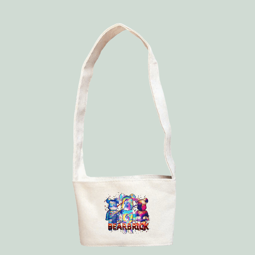 Túi treo ly, cốc (Cup Holder) Ginko Canvas in hình gấu teddy ( nhiều mẫu)