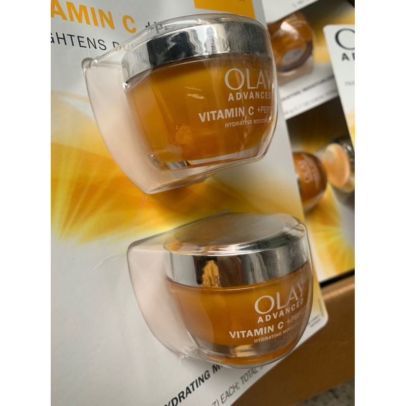 Set 2 Kem Olay Advanced Vitamin C+Peptide 24 chống lão hóa+ sáng da 25% 48gx2 hủ.màu vàng