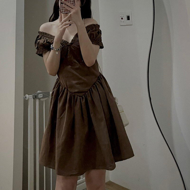 VÁY THÔ TAY NHÚN CHIẾT EO 2 LOẠI DÁNG NGẮN-DÀI