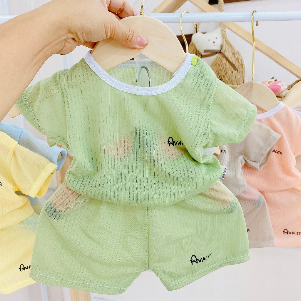 Bộ cộc tay vải tăm tre cao cấp, cài cúc giữa cho bé trai bé gái sơ sinh 3-13kg - BO56