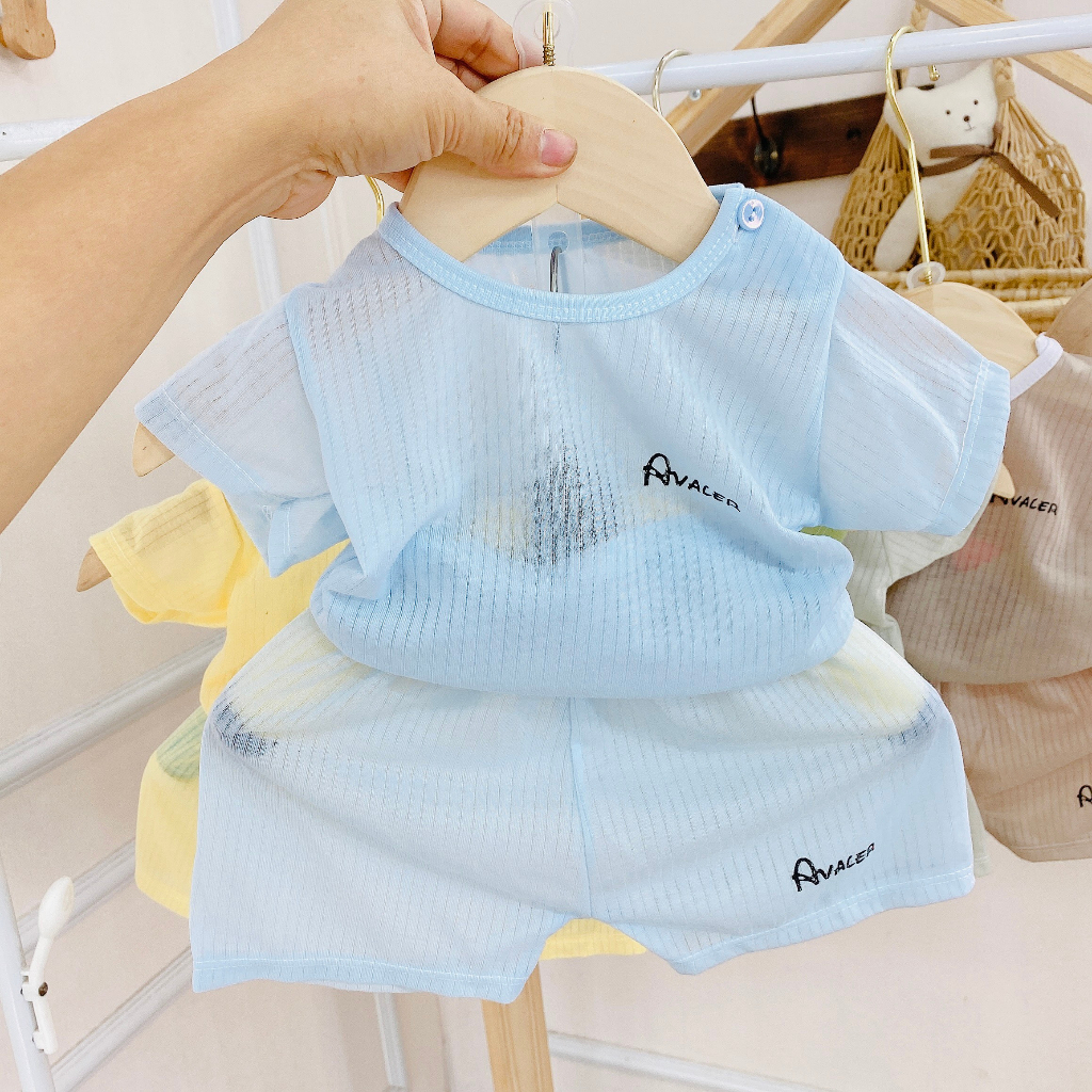 Bộ cộc tay vải tăm tre cao cấp, cài cúc giữa cho bé trai bé gái sơ sinh 3-13kg - BO56