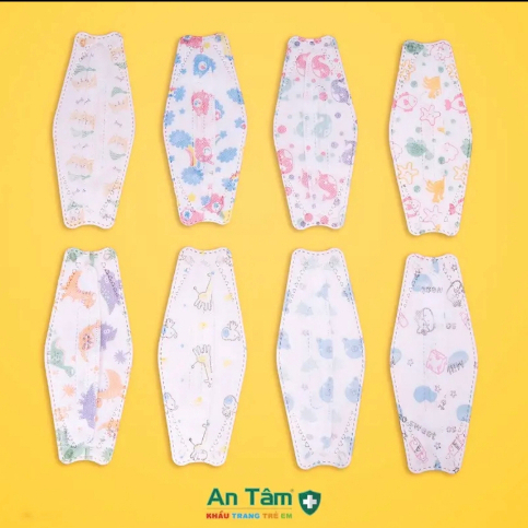 Khẩu Trang KF94 An Tâm trẻ em - Khẩu Trang 4d cho bé không đau tai, vải không dệt - Thùng 300 cái