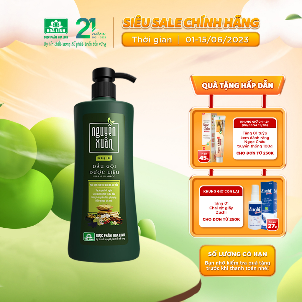 {MỚI} Dầu gội dược liệu Nguyên Xuân Xanh dưỡng tóc 450ml - Tặng thêm 50ml giá không đổi