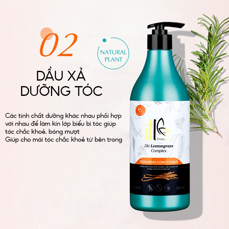 Cặp Dầu Gội Dle Lemongrass 750ml, Combo Dầu Gội Thảo Mộc Bồ Kết Chanh Sả Nuôi Dưỡng Tóc