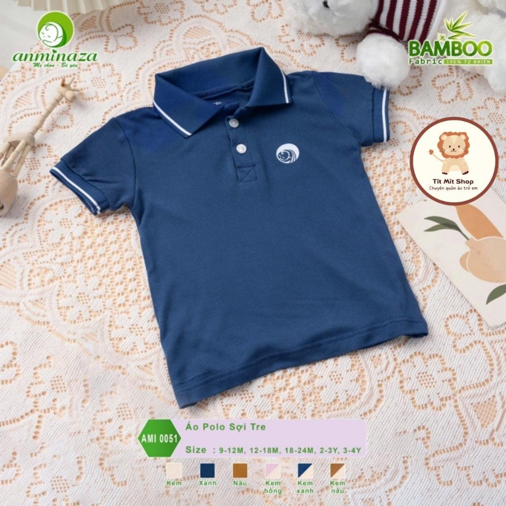 Áo Polo Cộc Tay Chất Liệu Sợi Tre Cho Bé Siêu Mềm Mịn, Thấp Hút Mồ Hôi Tốt