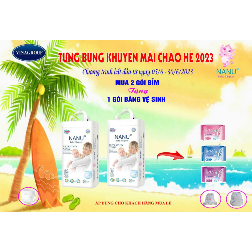 Bịch 50 miếng bỉm quần Nanu cao cấp cho con yêu size M, L, XL, XXL
