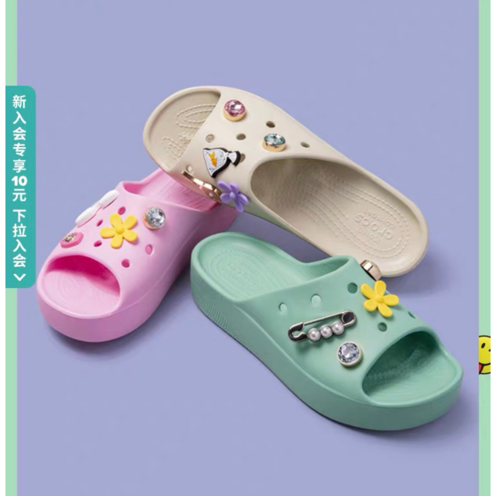 CrocsFanClub - Lê tổ ong đế cao cho nữ, model 2023 - Pb190 - tặng 4 jibit